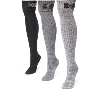 Muk Luks Buckle Knee High Socks